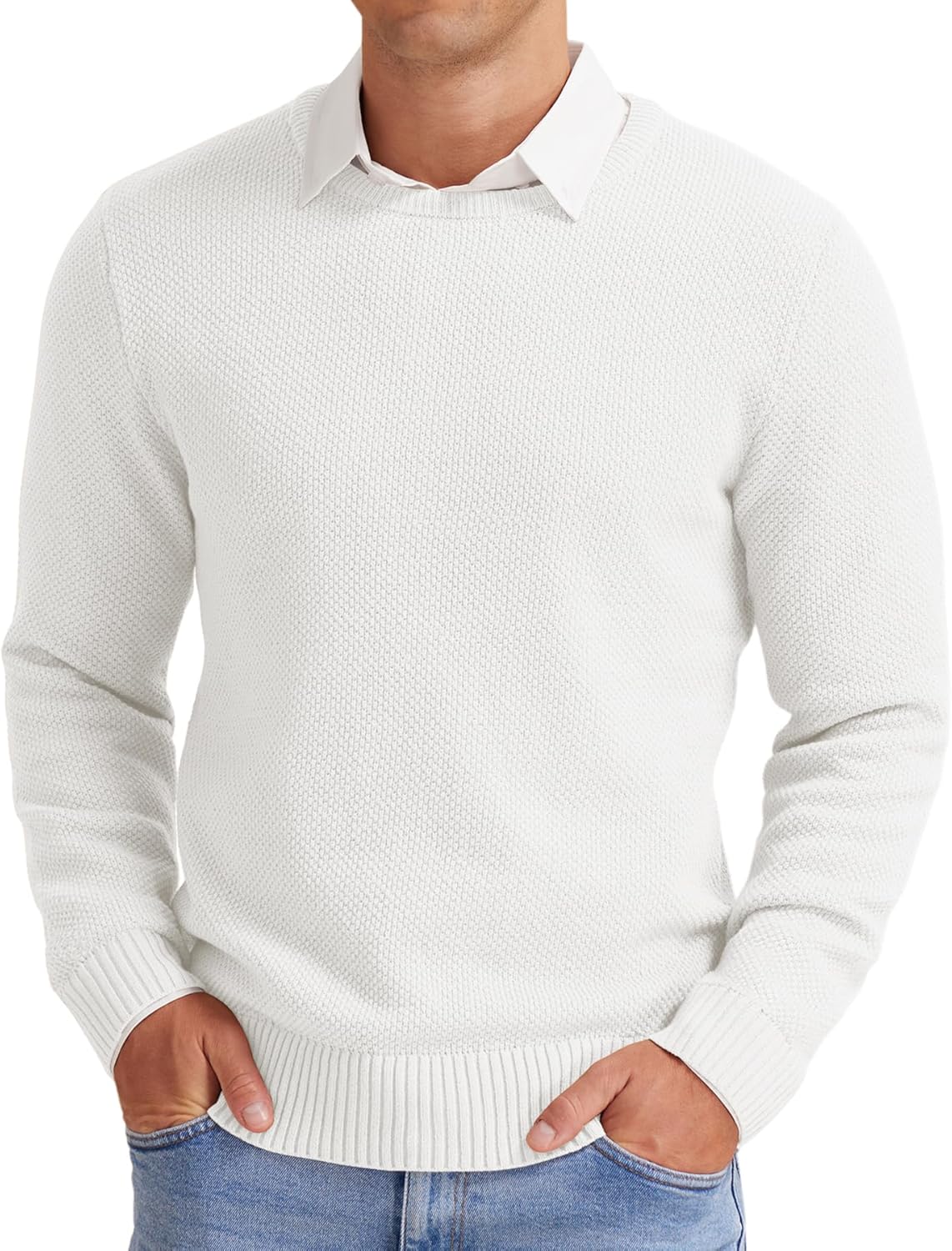 Men's Crewneck Sweater Soft Casual Classic Pullover Knitwear Lightweight Sweaters with Ribbing Edge - Image 2