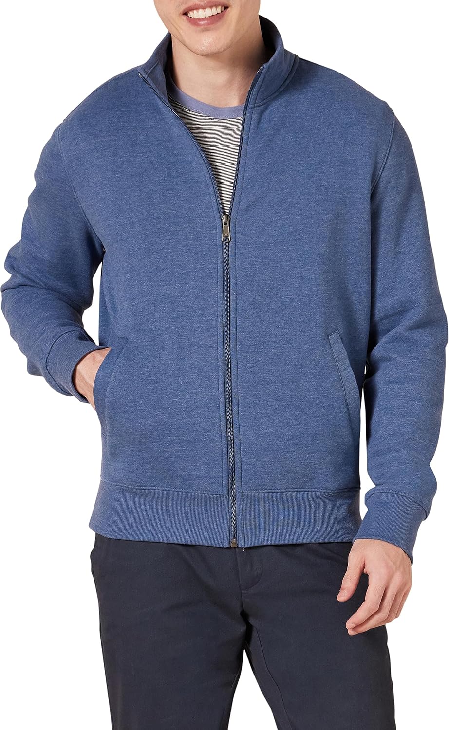 Men Sweatshirt, Mock Neck, Fleece Zip Up